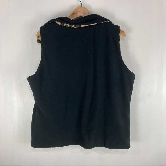 Effeci Woman Reversible Leopard Animal Print Fleece Zip Up Vest Jacket Size 1X - Picture 6 of 6